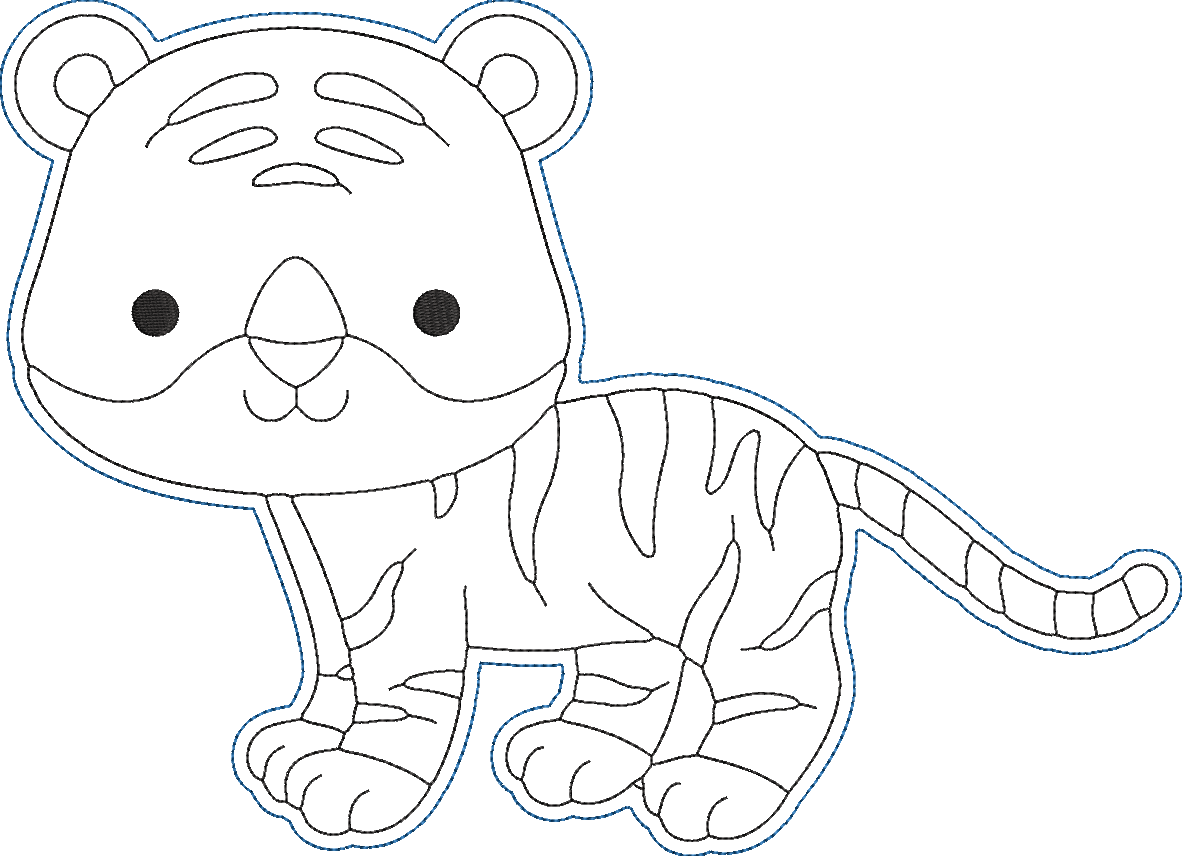 Animals AtoZ Coloring Dolls - Tiger Embroidery Design