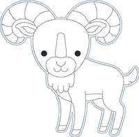 Animals AtoZ Coloring Dolls - Urial Embroidery Design