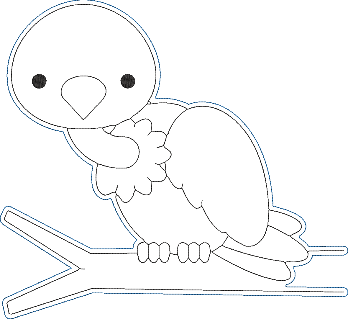 Animals AtoZ Coloring Dolls - Vulture Embroidery Design