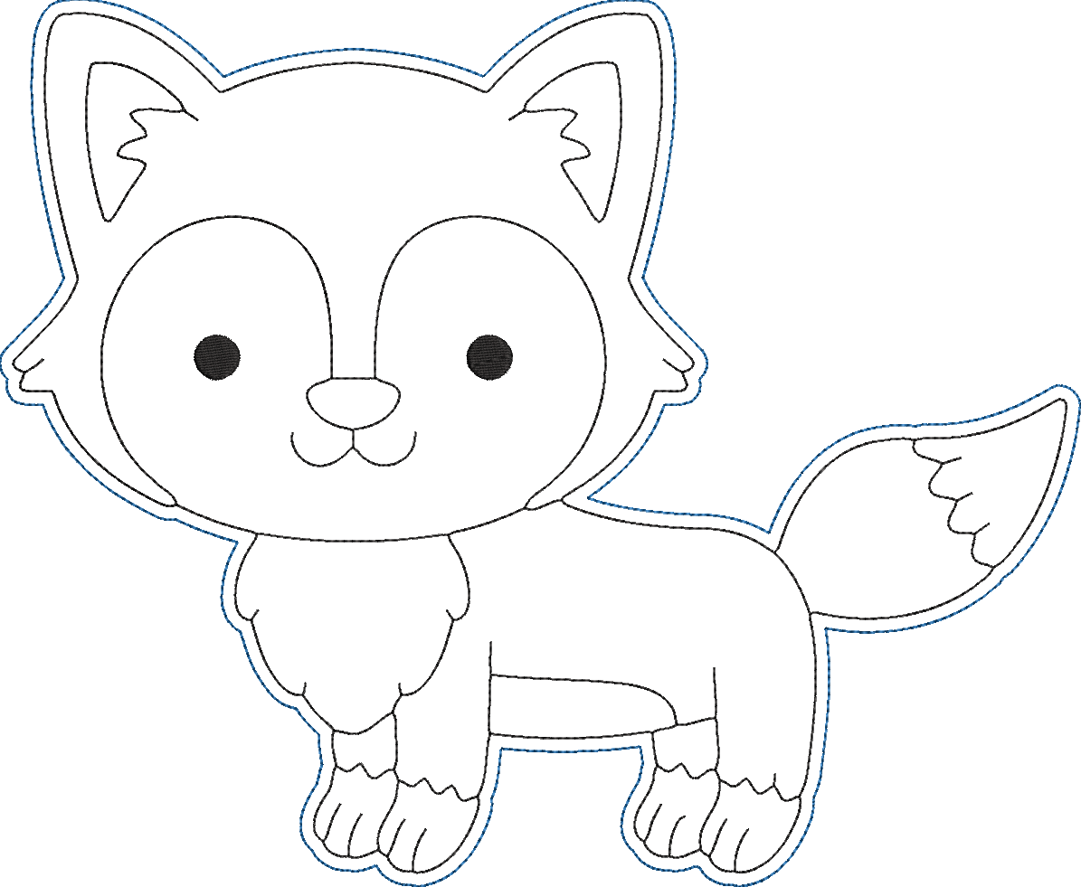 Animals AtoZ Coloring Dolls - Wolf Embroidery Design