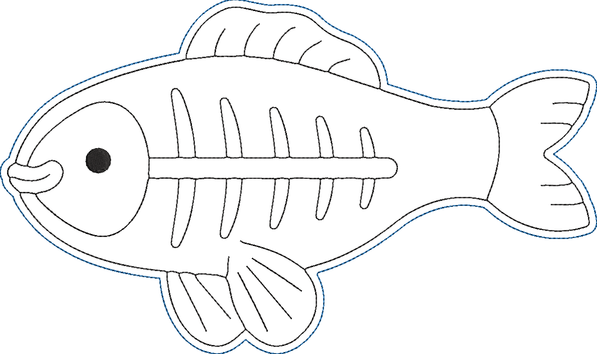 Animals AtoZ Coloring Dolls - X-Ray Fish Embroidery Design