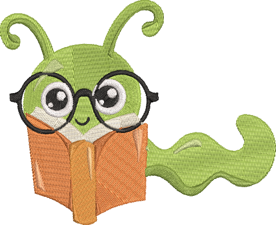 Apple Bookworm - 7 Embroidery Design