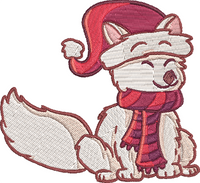 Artic Fox Christmas - Fox Christmas Scarf Embroidery Design