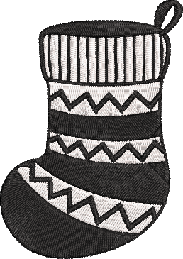 Black and White Christmas Stockings - Stocking4 Embroidery Design