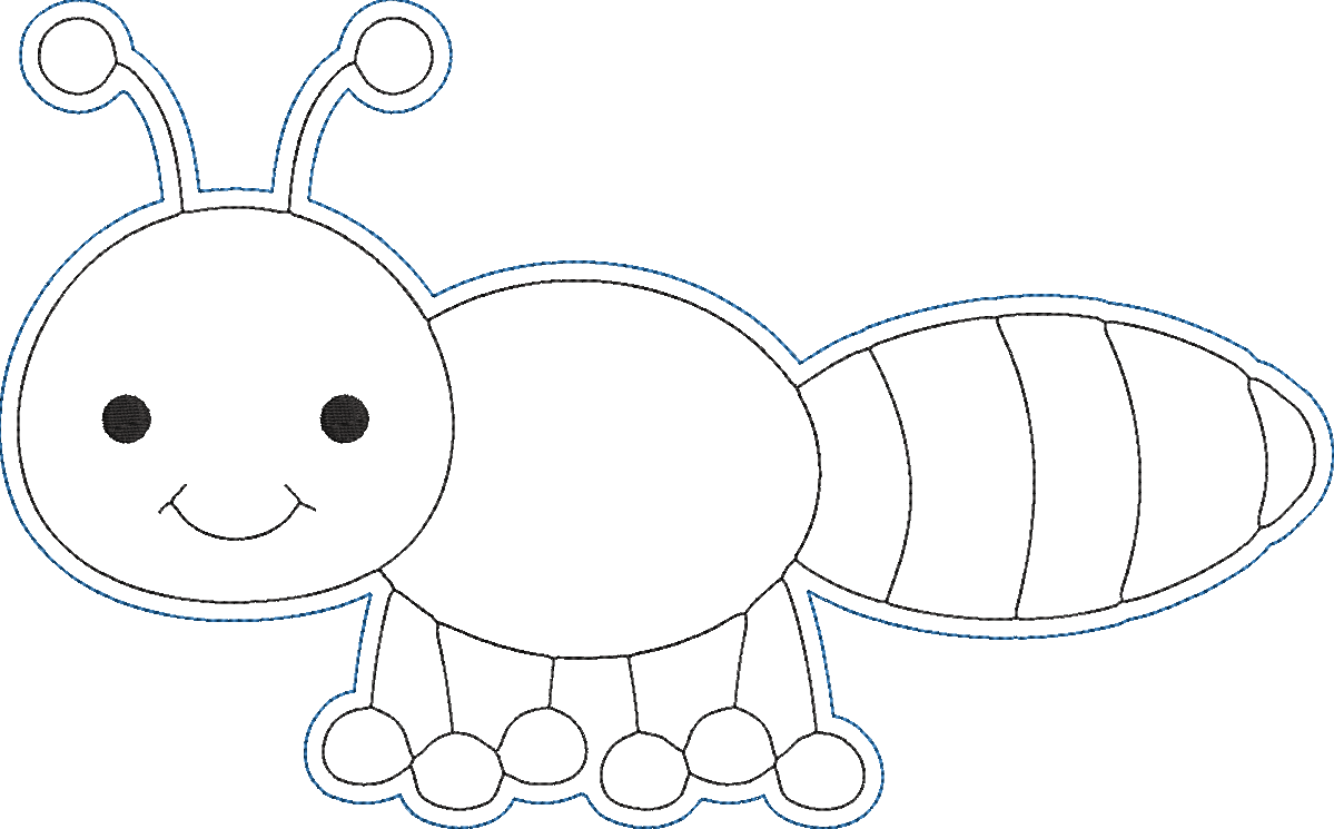 Bug Coloring Dolls - ant Embroidery Design