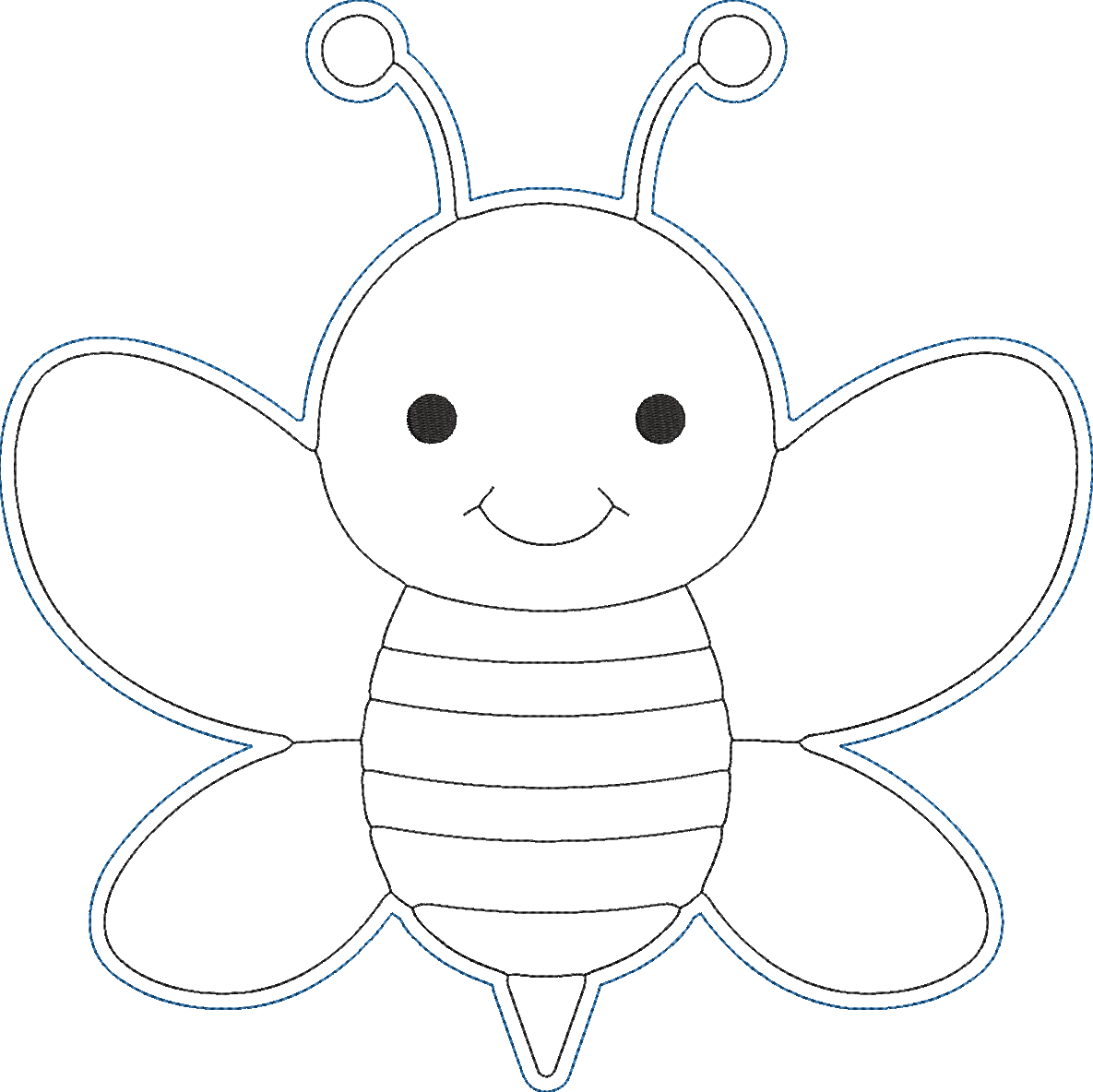Bug Coloring Dolls - bee Embroidery Design