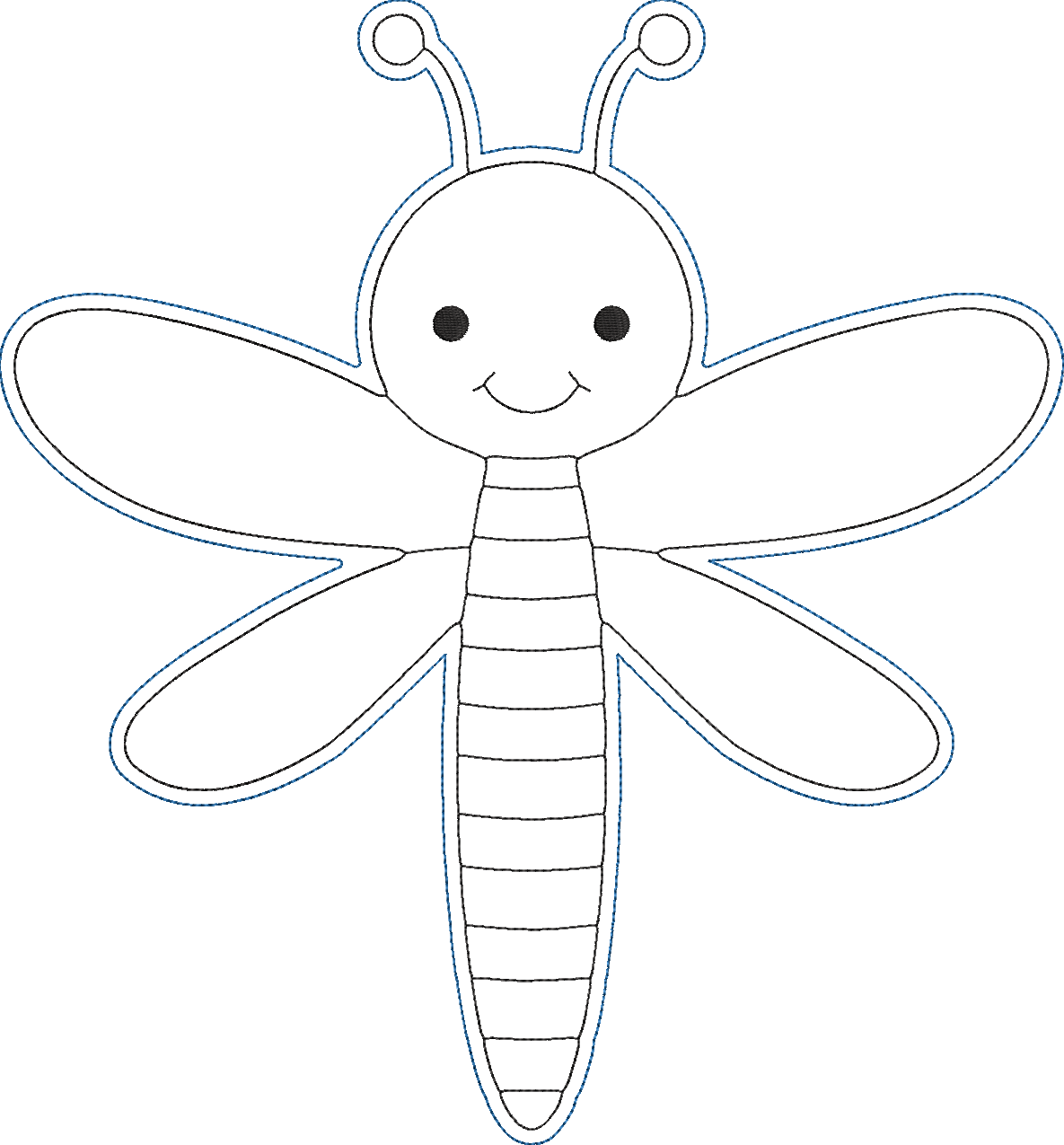 Bug Coloring Dolls - dragonfly Embroidery Design