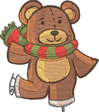 Christmas Bears2 - Skating Embroidery Design