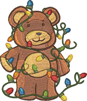 Christmas Bears2 - Tangled in Lights Embroidery Design