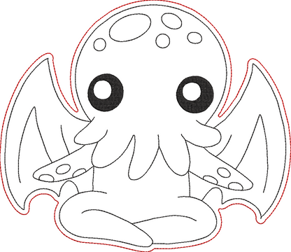 Cute Cryptid Coloring Dolls - Cthulhu Embroidery Design