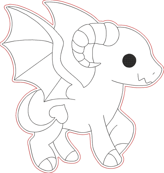 Cute Cryptid Coloring Dolls - Jersey devil Embroidery Design