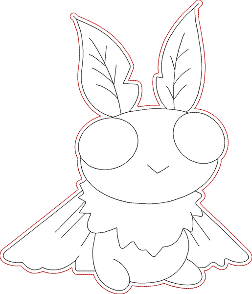 Cute Cryptid Coloring Dolls - Mothman Sitting Embroidery Design