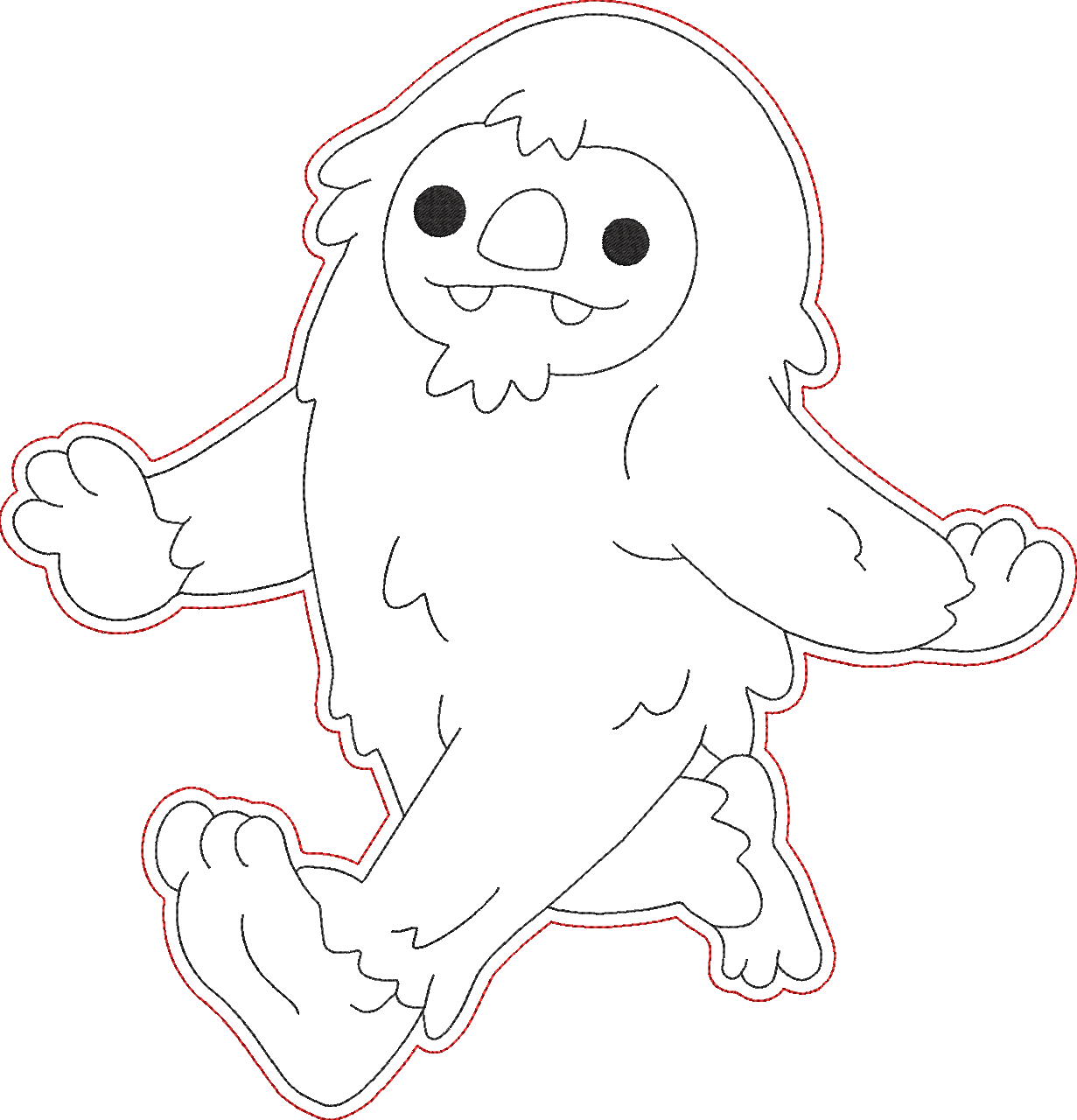 Cute Cryptid Coloring Dolls - Sasquatch Embroidery Design