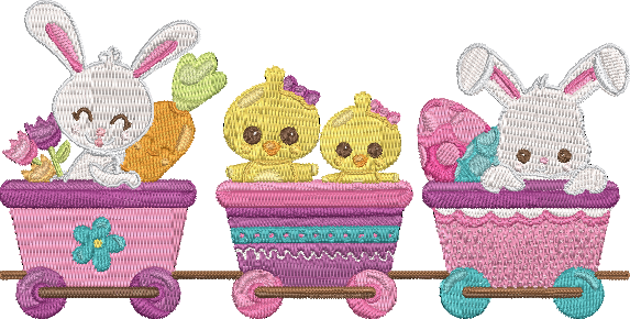 Cute Easter Train - 3 Embroidery Design