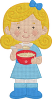 Goldilocks Three Bears - Goldilocks eating Babys porridge Embroidery Design