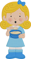 Goldilocks Three Bears - Goldilocks eating Papas porridge Embroidery Design