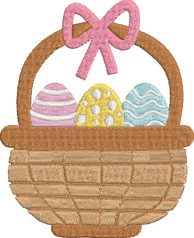 Hoppy Easter - Basket Pink Bow Embroidery Design