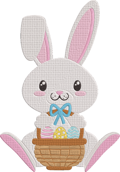 Hoppy Easter - Bunny With Basket Embroidery Design