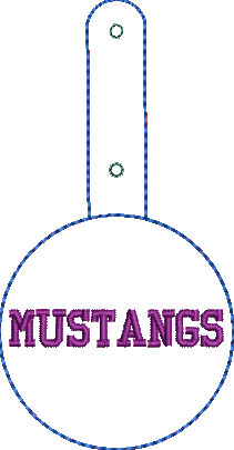 Mascot Keyfobs - Mustangs Embroidery Design