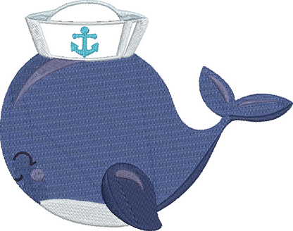 Nautical Whales Set Embroidery Design