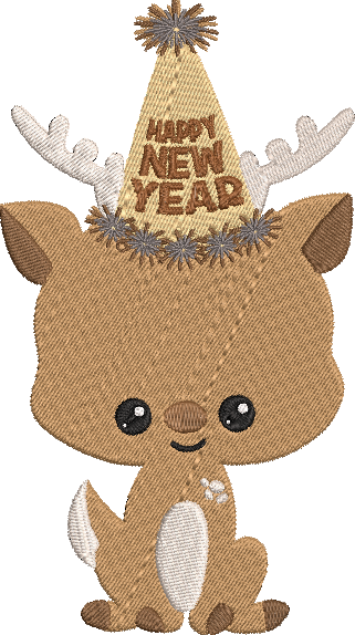 New Years Deer - 3 Embroidery Design