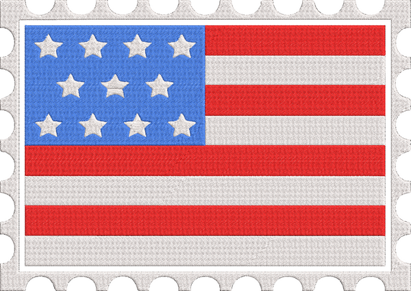Post Office - American Flag Stamp Embroidery Design