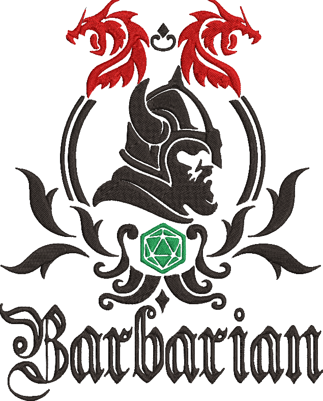 Barbarian RPG Embroidery Design