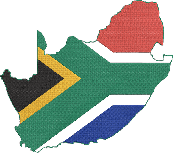South Africa - Map With Flag Embroidery Design