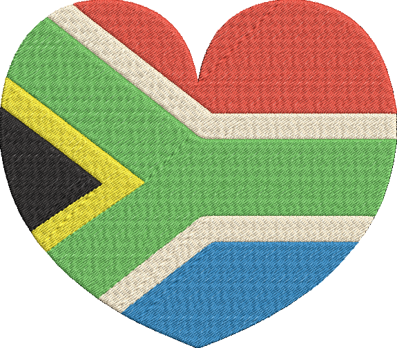 South Africa - heart shaped flag Embroidery Design