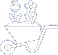 Spring Coloring Dolls - Wheelbarrow with Flowers Embroidery Design