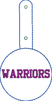 Mascot Keyfobs - Warriors Embroidery Design