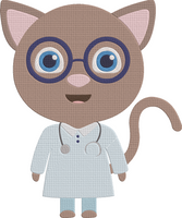 Animal Job and Hobby - cat doctor Embroidery Design
